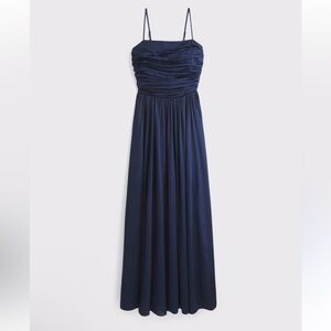 Abercrombie & Fitch Emerson Navy Maxi Dress XS Petite Lace Up Back